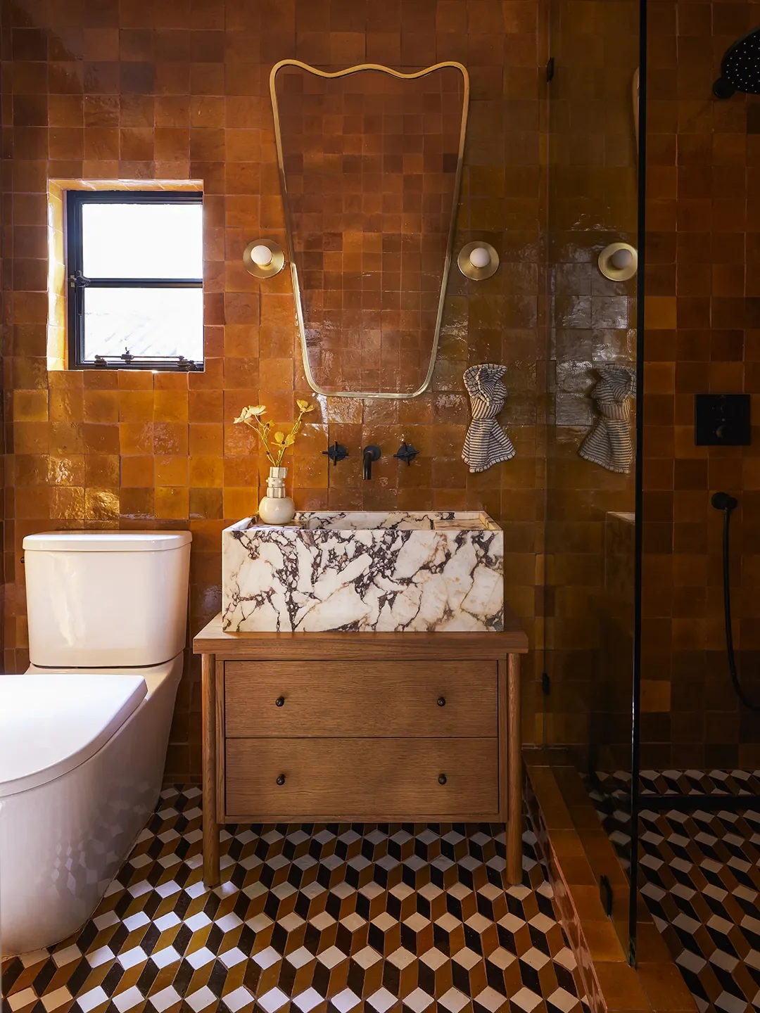 Before & After: A Nightstand Became a Vanity and This Guest Bath Went From Drab to Fab