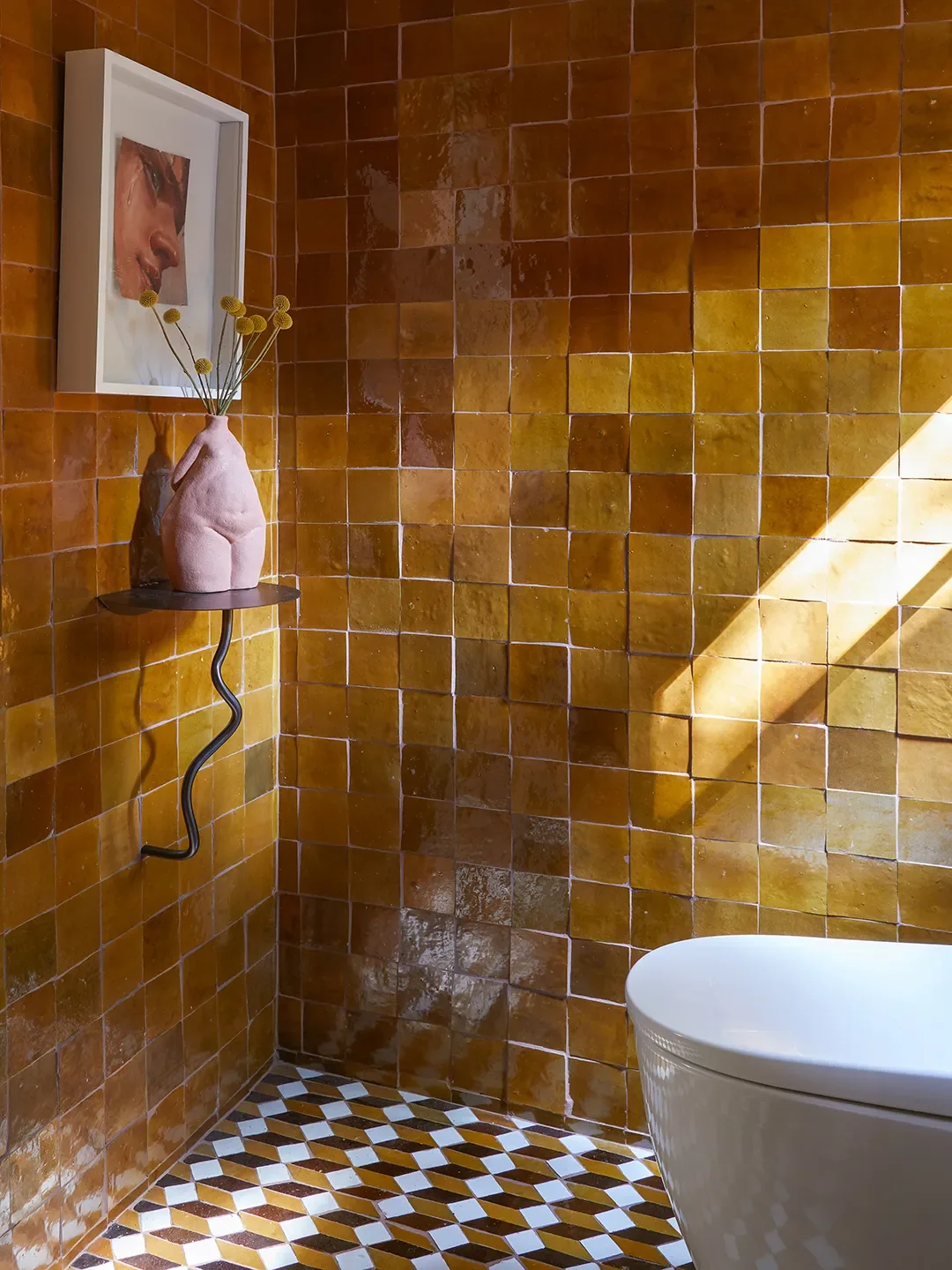 Before & After: A Nightstand Became a Vanity and This Guest Bath Went From Drab to Fab