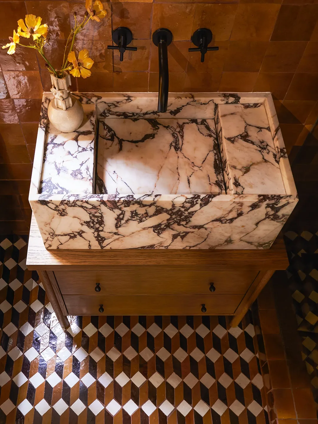 Before & After: A Nightstand Became a Vanity and This Guest Bath Went From Drab to Fab