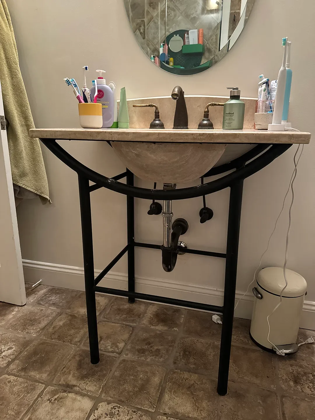 When Your Bathroom Plumbing Is Ugly and Unhideable, Just Paint the Heck Out of It